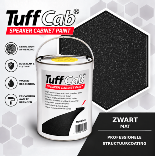 Tuffcab Speakerpaint luidsprekerverf Zwart Matt